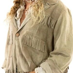 Magnolia Pearl Beige Fringe Blazer